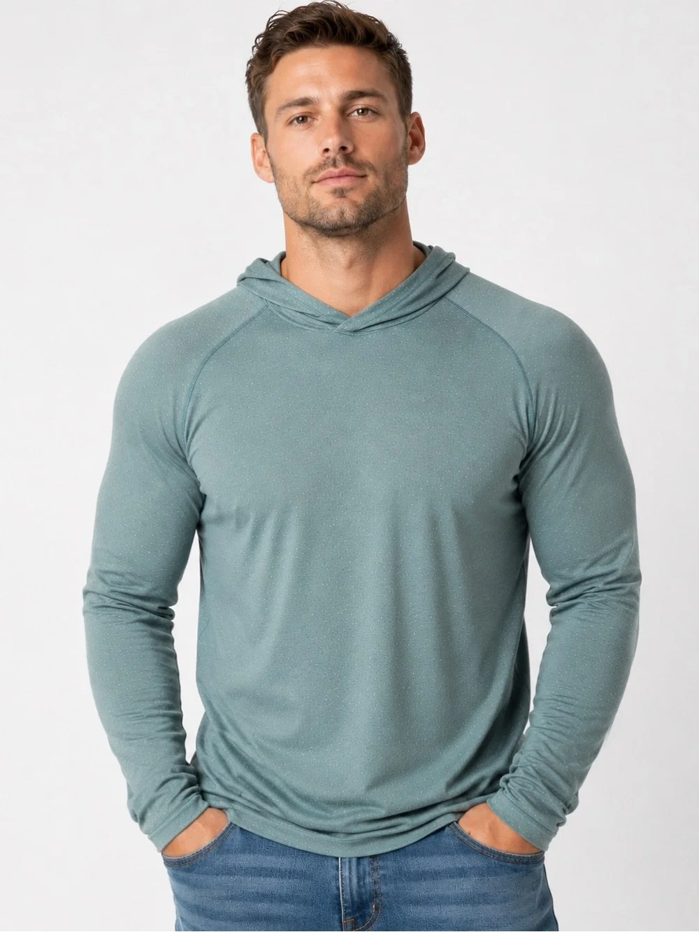 lululemon athletica Men's Lightweight Hooded Long-Sleeve Pullover in Teal-Medium